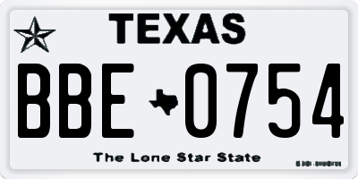 TX license plate BBE0754