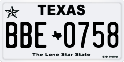 TX license plate BBE0758