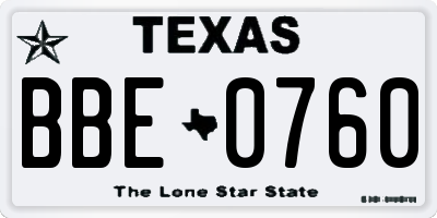 TX license plate BBE0760