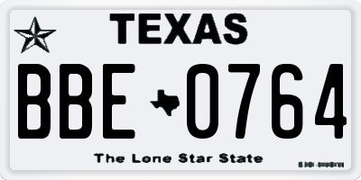 TX license plate BBE0764