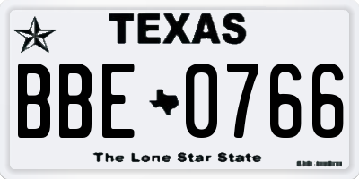 TX license plate BBE0766