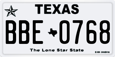 TX license plate BBE0768