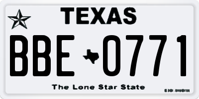 TX license plate BBE0771