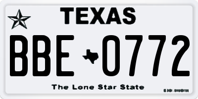 TX license plate BBE0772
