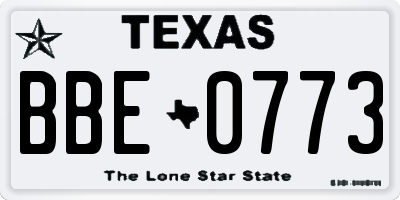 TX license plate BBE0773