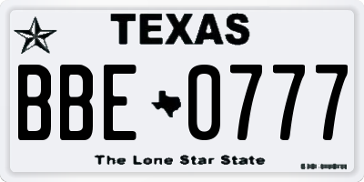 TX license plate BBE0777