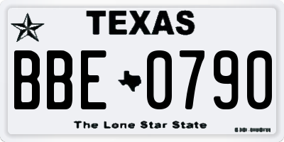 TX license plate BBE0790
