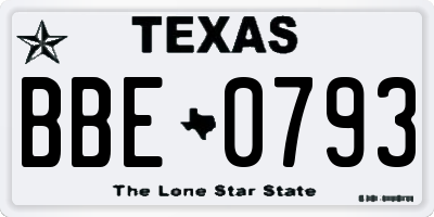 TX license plate BBE0793