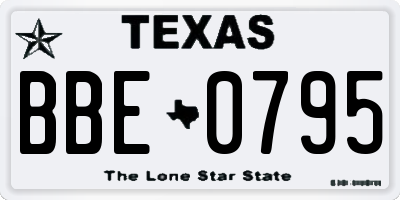 TX license plate BBE0795