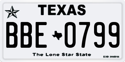 TX license plate BBE0799