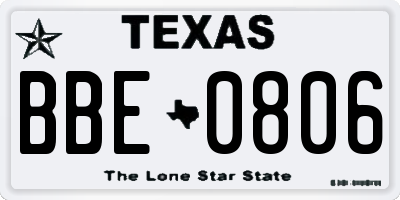TX license plate BBE0806