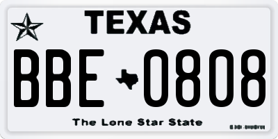 TX license plate BBE0808