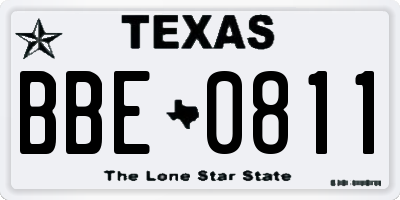 TX license plate BBE0811