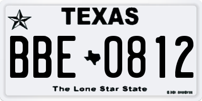 TX license plate BBE0812