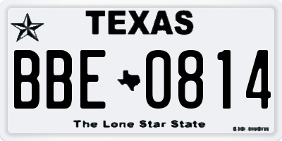 TX license plate BBE0814