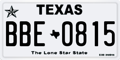 TX license plate BBE0815