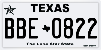 TX license plate BBE0822