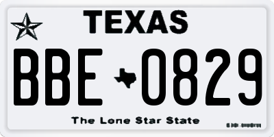 TX license plate BBE0829