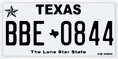 TX license plate BBE0844