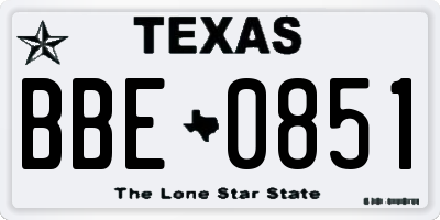 TX license plate BBE0851