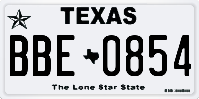TX license plate BBE0854