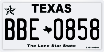 TX license plate BBE0858
