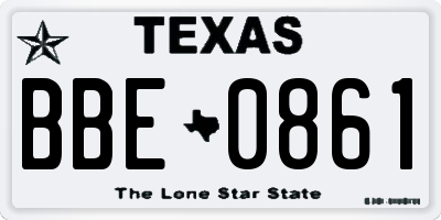TX license plate BBE0861