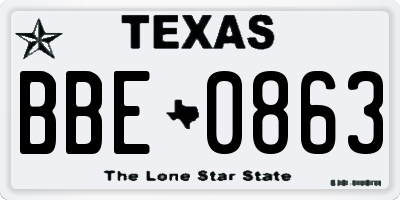 TX license plate BBE0863