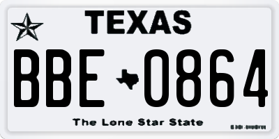 TX license plate BBE0864