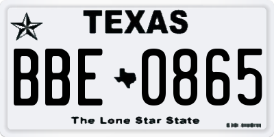 TX license plate BBE0865