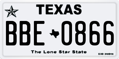 TX license plate BBE0866