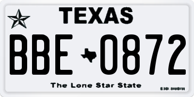 TX license plate BBE0872