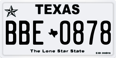 TX license plate BBE0878