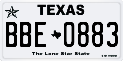 TX license plate BBE0883