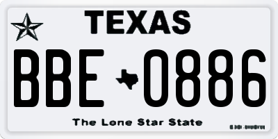 TX license plate BBE0886