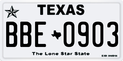 TX license plate BBE0903