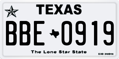 TX license plate BBE0919