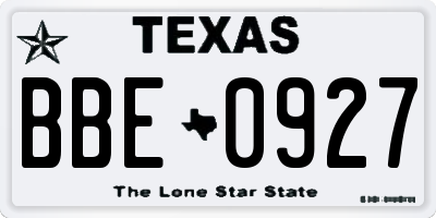 TX license plate BBE0927