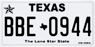 TX license plate BBE0944