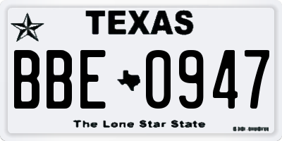 TX license plate BBE0947