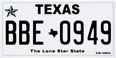 TX license plate BBE0949