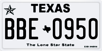 TX license plate BBE0950