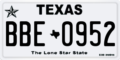 TX license plate BBE0952