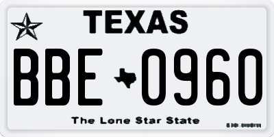 TX license plate BBE0960