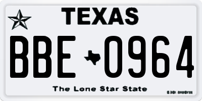 TX license plate BBE0964
