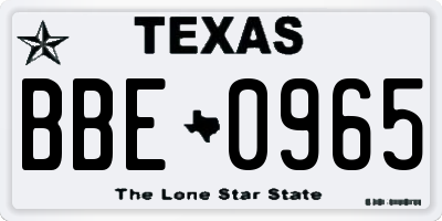 TX license plate BBE0965