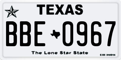 TX license plate BBE0967