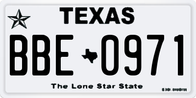 TX license plate BBE0971
