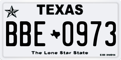 TX license plate BBE0973