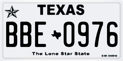 TX license plate BBE0976
